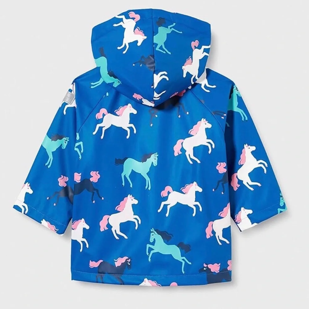 Hatley Baby Girls Prancing Horses Terry Lined Rain Jacket